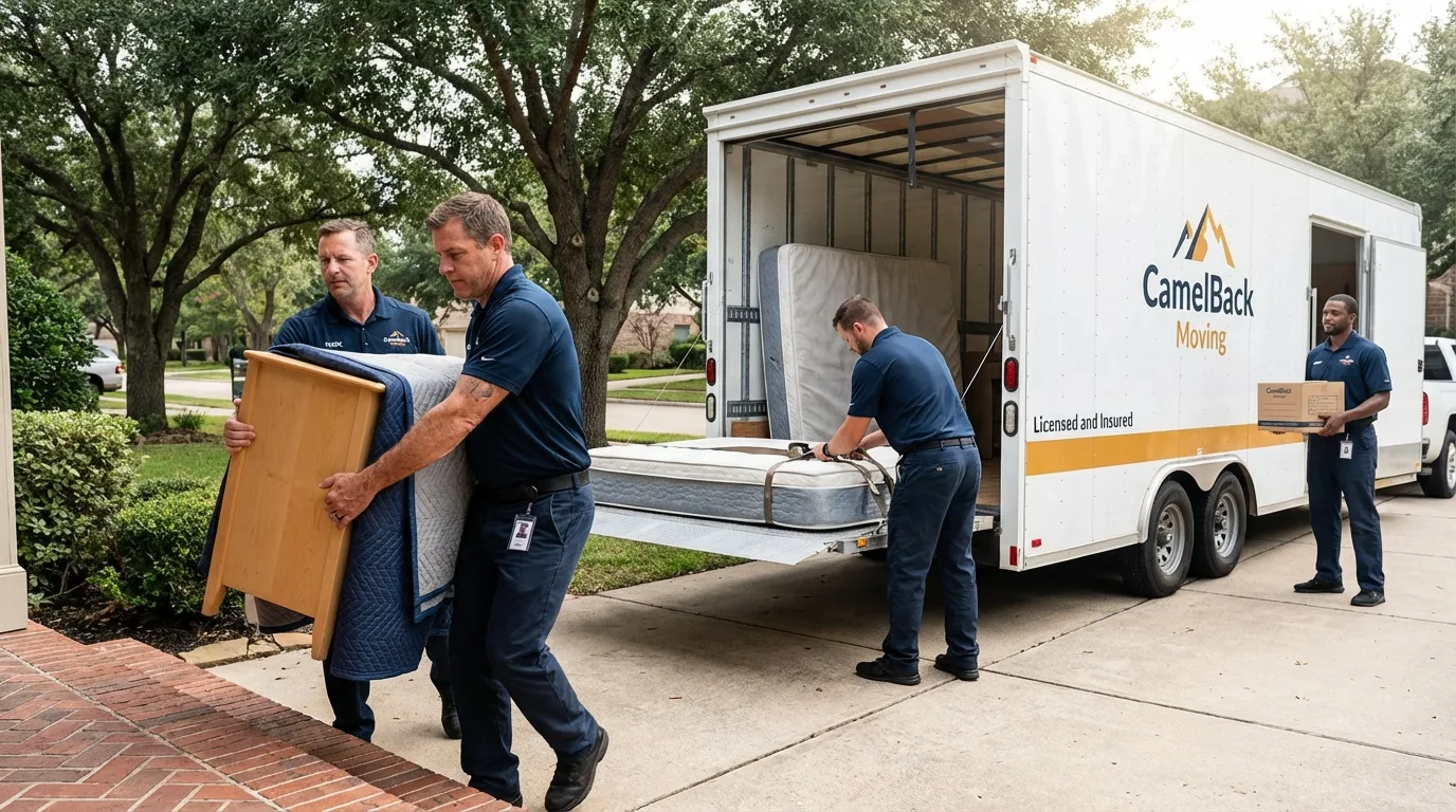 Crew loading residential truck for cross-state move from Hazlehurst, GA