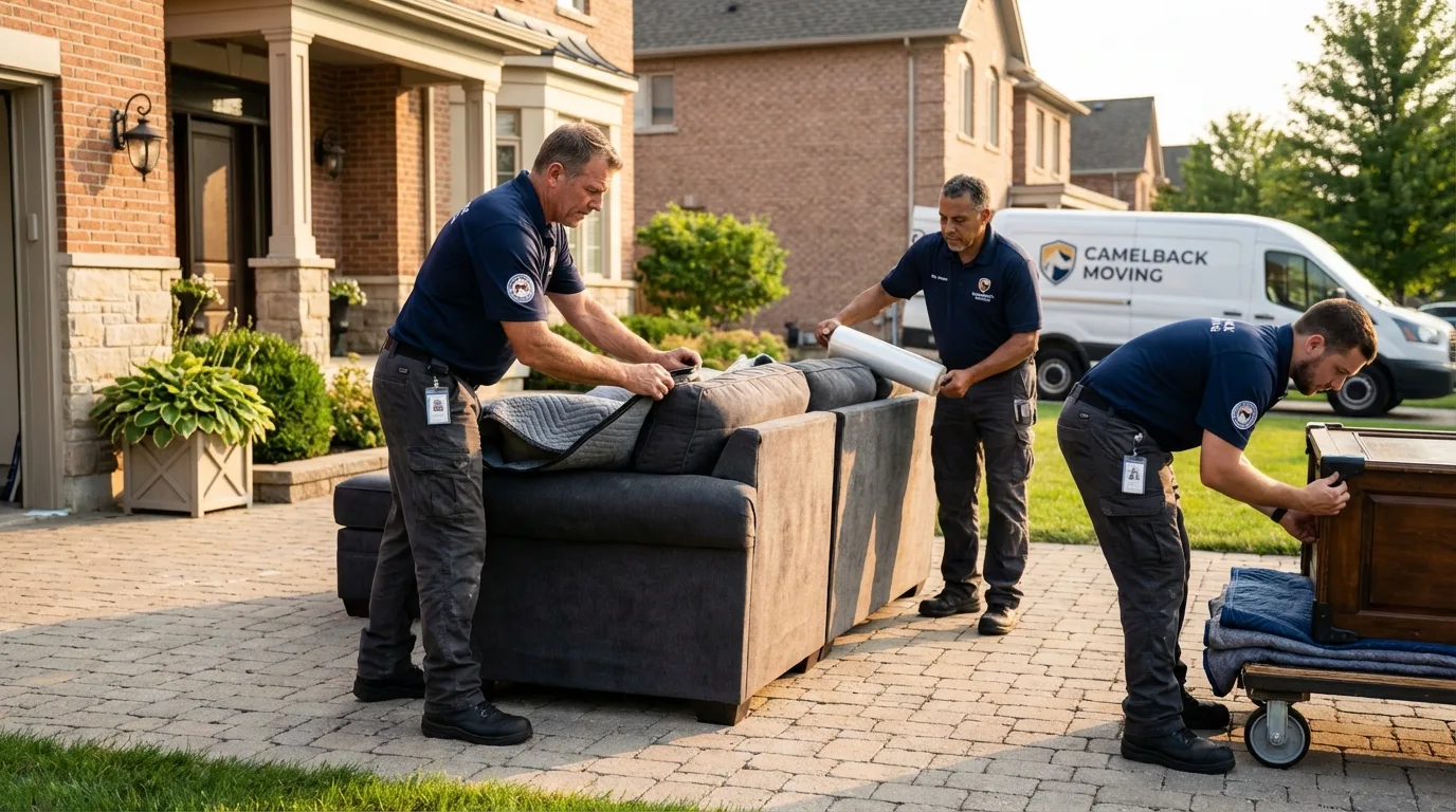 Large estate moving crew wrapping furniture in Hazlehurst, GA